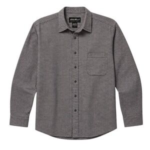 Eddie Bauer Mens Gray White Micro Grid Cotton Button Down Shirt Large L